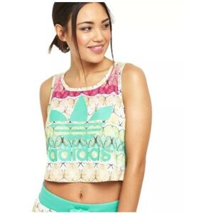 (UK12) adidas Originals X FARM Womens Borbofresh Butterfly Trefoil Print Crop Ta (UK12) adidas Originals X FARM Womens Borbofresh Butterfly Trefoil Print Crop Ta