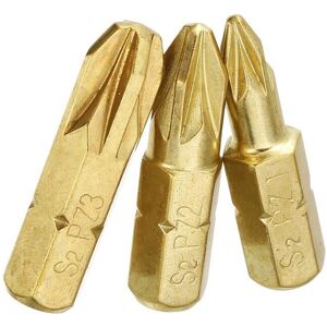 GreenZech 3pcs 25mm PZ1-PZ3 Pozi Screwdriver Bits 1/4 Inch Hex Shank Electroplating Bronze GreenZech 3pcs 25mm PZ1-PZ3 Pozi Screwdriver Bits 1/4 Inch Hex Shank Electroplating Bronze