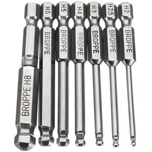 GreenZech 7pcs 2/2.5/3/4/5/6/8mm 65mm Magnetic Ball Screwdriver Bits 1/4 Inch Hex Shank Sc GreenZech 7pcs 2/2.5/3/4/5/6/8mm 65mm Magnetic Ball Screwdriver Bits 1/4 Inch Hex Shank Sc