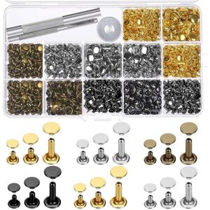 GreenZech 420+3 Sets Leather Craft Double Cap Rivets Tubular Metal Studs Fixing Tools Kit GreenZech 420+3 Sets Leather Craft Double Cap Rivets Tubular Metal Studs Fixing Tools Kit