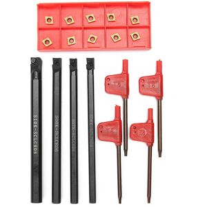 GreenZech 4pcs 6/7/8/10mm Turning Tool Holder Lathe Boring Bar With 10pcs CCMT060204 Inser GreenZech 4pcs 6/7/8/10mm Turning Tool Holder Lathe Boring Bar With 10pcs CCMT060204 Inser