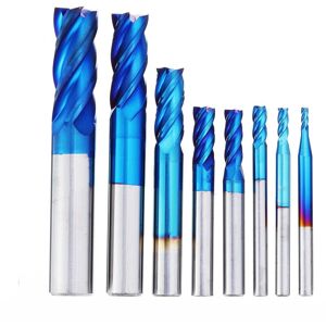 GreenZech 8Pcs Blue Naco 2-12mm 4 Flutes Carbide End Mill Set HRC50 Tungsten Steel Milling GreenZech 8Pcs Blue Naco 2-12mm 4 Flutes Carbide End Mill Set HRC50 Tungsten Steel Milling