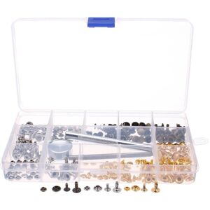 GreenZech 180pcs Silver Gold Single Cap Rivet Set Tubular Studs Fixing Tool Kit For Leathe GreenZech 180pcs Silver Gold Single Cap Rivet Set Tubular Studs Fixing Tool Kit For Leathe