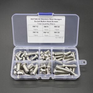 GreenZech 60Pcs M6 Hex Socket Screw Set Button Head Socket Screw 304 Stainless Steel Hex S GreenZech 60Pcs M6 Hex Socket Screw Set Button Head Socket Screw 304 Stainless Steel Hex S