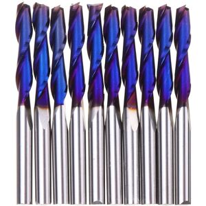 GreenZech (2 flute ball nose) 10pcs 3.175mm Shank Nano Blue Coat Flat Nose End Mill CNC Ro GreenZech (2 flute ball nose) 10pcs 3.175mm Shank Nano Blue Coat Flat Nose End Mill CNC Ro