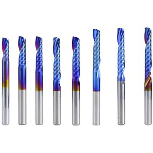 GreenZech (4*22*50mm) 4mm Shank 1 Flute Spiral End Mill Carbide End Mill Blue Nano Coating GreenZech (4*22*50mm) 4mm Shank 1 Flute Spiral End Mill Carbide End Mill Blue Nano Coating