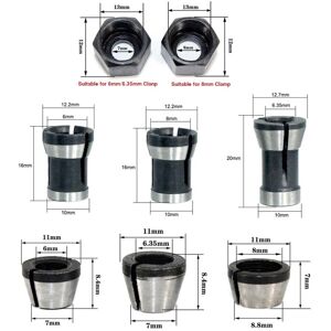 GreenZech (8Pcs/Set) 6mm/6.35mm/8mm Collet Chuck Adapter Engraving Trimming Machine Electr GreenZech (8Pcs/Set) 6mm/6.35mm/8mm Collet Chuck Adapter Engraving Trimming Machine Electr