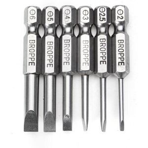 GreenZech 6Pcs 50mm Magnetic 2.0-6.0mm Flat Head Slotted Tip Screwdrivers Bits GreenZech 6Pcs 50mm Magnetic 2.0-6.0mm Flat Head Slotted Tip Screwdrivers Bits