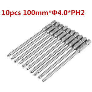 GreenZech 10pcs 100mm*4.0*PH2 Hex Shank Cross Head Magnetic Screwdriver Bits Set GreenZech 10pcs 100mm*4.0*PH2 Hex Shank Cross Head Magnetic Screwdriver Bits Set
