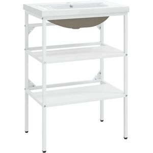 (white, 59 x 38 x 83 cm) vidaXL Bathroom Washbasin Frame & Built-in Basin Iron B (white, 59 x 38 x 83 cm) vidaXL Bathroom Washbasin Frame & Built-in Basin Iron B