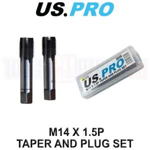 US PRO Tools M14 x 1.5mm Thread Taper & Plug Set - HSS Thread Repair Tap 2658 US PRO Tools M14 x 1.5mm Thread Taper & Plug Set - HSS Thread Repair Tap 2658