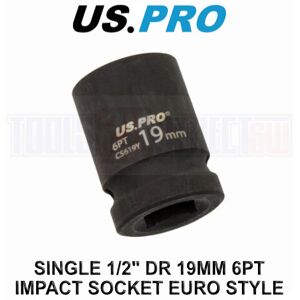 US PRO Tools 19mm Impact Socket 1/2" Drive 6 Point Single Hex 3821 US PRO Tools 19mm Impact Socket 1/2" Drive 6 Point Single Hex 3821