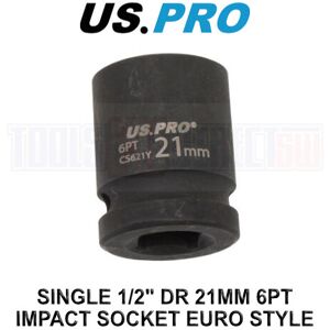 US PRO Tools 21mm Impact Socket 1/2" Drive 6 Point Single Hex 3822 US PRO Tools 21mm Impact Socket 1/2" Drive 6 Point Single Hex 3822