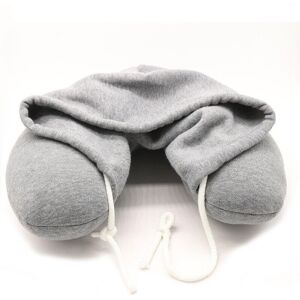 GreenZech (Grey) Hooded Travel Neck Pillow Support U-Shaped Eye Mask GreenZech (Grey) Hooded Travel Neck Pillow Support U-Shaped Eye Mask