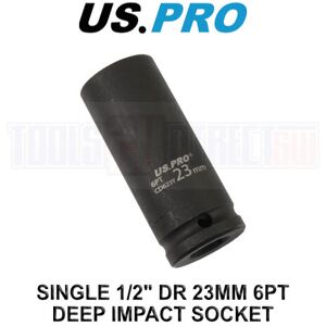 US PRO Tools Single 1/2" DR 23mm 6 Point Deep Impact Socket 3756 US PRO Tools Single 1/2" DR 23mm 6 Point Deep Impact Socket 3756