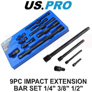 US PRO Tools 9pc 1/4" 3/8" 1/2" dr Impact Extension Bar Set For Sockets 3462 US PRO Tools 9pc 1/4" 3/8" 1/2" dr Impact Extension Bar Set For Sockets 3462