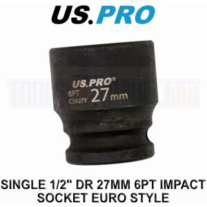US PRO Tools 27mm Impact Socket 1/2" Drive 6 Point Single Hex 3827 US PRO Tools 27mm Impact Socket 1/2" Drive 6 Point Single Hex 3827