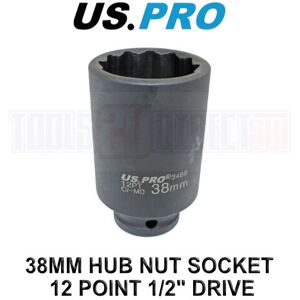 US PRO Tools 38mm 1/2" Drive Axle Hub Nut Socket 12 Point Deep Impact Socket 348 US PRO Tools 38mm 1/2" Drive Axle Hub Nut Socket 12 Point Deep Impact Socket 348