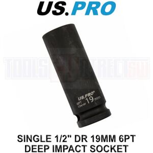 US PRO Tools 19mm 1/2 dr 6pt Deep Impact Socket 78mm Long 3861 US PRO Tools 19mm 1/2 dr 6pt Deep Impact Socket 78mm Long 3861