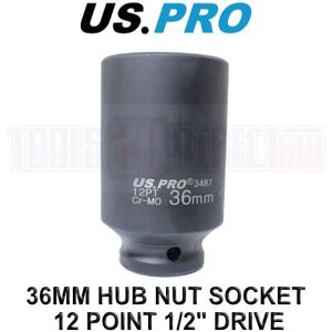 US PRO Tools 36mm 1/2" Drive Axle Hub Nut Socket 12 Point Deep Impact Socket 348 US PRO Tools 36mm 1/2" Drive Axle Hub Nut Socket 12 Point Deep Impact Socket 348