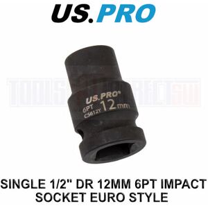 US PRO Tools 12mm Impact Socket 1/2" Drive 6 Point Single Hex 3814 US PRO Tools 12mm Impact Socket 1/2" Drive 6 Point Single Hex 3814