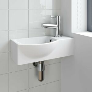 Ceramica Cloakroom Wall Hung Basin Corner Hand Wash Sink 1 Tap Hole White Bathroom Modern Ceramica Cloakroom Wall Hung Basin Corner Hand Wash Sink 1 Tap Hole White Bathroom Modern