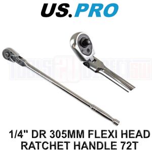 US PRO Tools 1/4" drive 305mm Flexi Flexible Head Ratchet For Sockets 72 Teeth 4 US PRO Tools 1/4" drive 305mm Flexi Flexible Head Ratchet For Sockets 72 Teeth 4