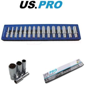 US PRO Tools 15pc 1/2'' Dr 12 Point Deep Sockets In Foam Tray 10 - 24mm 3427 US PRO Tools 15pc 1/2'' Dr 12 Point Deep Sockets In Foam Tray 10 - 24mm 3427