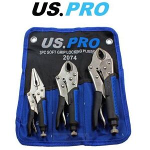 US PRO Tools 3pc Soft Grip Locking Pliers Set 6.5, 7, 10" Mole Grips 2074 US PRO Tools 3pc Soft Grip Locking Pliers Set 6.5, 7, 10" Mole Grips 2074