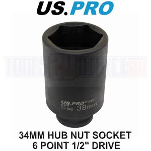US PRO Tools 34mm 1/2" dr 6 Point Deep Hub Nut Socket, Gearbox etc 3489 US PRO Tools 34mm 1/2" dr 6 Point Deep Hub Nut Socket, Gearbox etc 3489