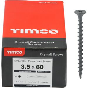Timco Plasterboard Screws Coarse Thread (Black) - 3.5 x 60mm (500 Pack Box) Timco Plasterboard Screws Coarse Thread (Black) - 3.5 x 60mm (500 Pack Box)