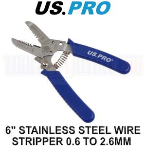 US PRO Tools Stainless Steel Wire Strippers Cutters 6 Inch 0.6 - 2.6mm 6840 US PRO Tools Stainless Steel Wire Strippers Cutters 6 Inch 0.6 - 2.6mm 6840