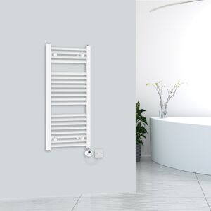 (970x450mm-400wW) WarmeHaus Bergen White Electric Thermostatic Heated Towel Rail (970x450mm-400wW) WarmeHaus Bergen White Electric Thermostatic Heated Towel Rail