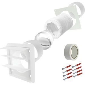 SPARES2GO Universal Tumble Dryer Vent Kit Non Return Flap Exterior Wall Venting (White, 4" SPARES2GO Universal Tumble Dryer Vent Kit Non Return Flap Exterior Wall Venting (White, 4"