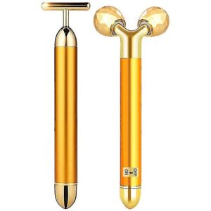HKHBJS 24k Beauty Bar Golden Face Massager, 3D Roller Electric Sonic Energy HKHBJS 24k Beauty Bar Golden Face Massager, 3D Roller Electric Sonic Energy