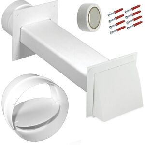 SPARES2GO Universal Tumble Dryer Vent Kit Non Return Flap Exterior Wall Pipe Duct (White, SPARES2GO Universal Tumble Dryer Vent Kit Non Return Flap Exterior Wall Pipe Duct (White,