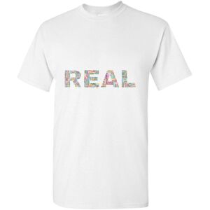 Gildan (XL) Real Fake Colourful Text 3D Art White Men T Shirt Tee Top Gildan (XL) Real Fake Colourful Text 3D Art White Men T Shirt Tee Top