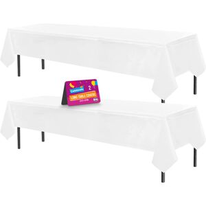 SOL 2pk White Plastic Rectangle Table Cloth Table Covers Disposable SOL 2pk White Plastic Rectangle Table Cloth Table Covers Disposable