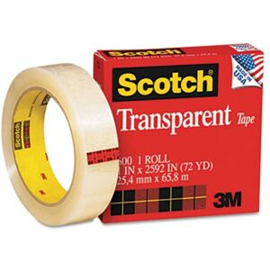3M Transparent Glossy Tape 1'' x 72 Yards 3'' Core Clear 3M Transparent Glossy Tape 1'' x 72 Yards 3'' Core Clear