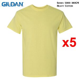 (L) 5 Packs Gildan T-SHIRT Blank Plain Basic Tee Men Heavy Cotton (Corn Silk) (L) 5 Packs Gildan T-SHIRT Blank Plain Basic Tee Men Heavy Cotton (Corn Silk)