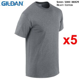 (XL) 5 Packs Gildan T-SHIRT Blank Plain Basic Tee Men Heavy Cotton (Graphite Hea (XL) 5 Packs Gildan T-SHIRT Blank Plain Basic Tee Men Heavy Cotton (Graphite Hea