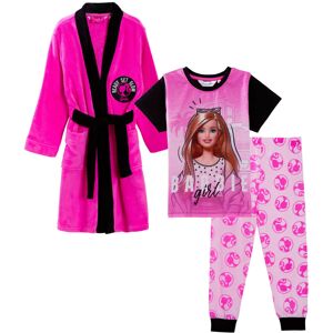 (9-10 Years) Girls Barbie Dressing Gown + Pyjamas 3pc Matching Set Red Bathrobe (9-10 Years) Girls Barbie Dressing Gown + Pyjamas 3pc Matching Set Red Bathrobe