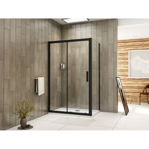 AICA (Door Width: 1000mm; Side Panel: 760mm; Shower Tray: 1000x760mm) Black Frame Sli AICA (Door Width: 1000mm; Side Panel: 760mm; Shower Tray: 1000x760mm) Black Frame Sli