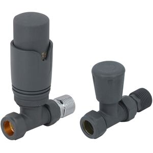NRG Thermostatic TRV Manual Radiator Valves Straight Anthracite Pair NRG Thermostatic TRV Manual Radiator Valves Straight Anthracite Pair