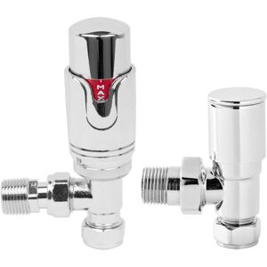 NRG Designer 15mm Chrome Angled TRV Thermostatic Radiator Valves Central Heating NRG Designer 15mm Chrome Angled TRV Thermostatic Radiator Valves Central Heating