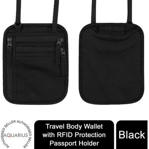 AQUARIUS Travel Body Wallet with RFID Protection Passport Holder, Black AQUARIUS Travel Body Wallet with RFID Protection Passport Holder, Black