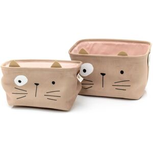 Carousel Home Set Of 2 Cute Kids Storage Boxes Children's Fabric Storage Baskets - Cat Carousel Home Set Of 2 Cute Kids Storage Boxes Children's Fabric Storage Baskets - Cat