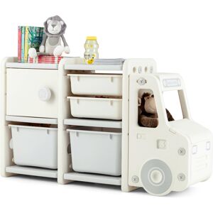 Gymax Kids Toy Storage Organizer Truck-shaped Toddler Storage Cabinet Gymax Kids Toy Storage Organizer Truck-shaped Toddler Storage Cabinet