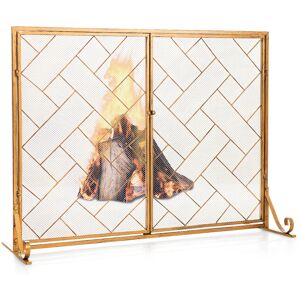 Costway Double-Door Fireplace Screen 2-Panel Metal Spark Guard Gate Cover Costway Double-Door Fireplace Screen 2-Panel Metal Spark Guard Gate Cover