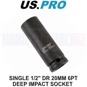 US PRO Tools 20mm 1/2" DR 6 Point Deep Impact Socket 3755 US PRO Tools 20mm 1/2" DR 6 Point Deep Impact Socket 3755